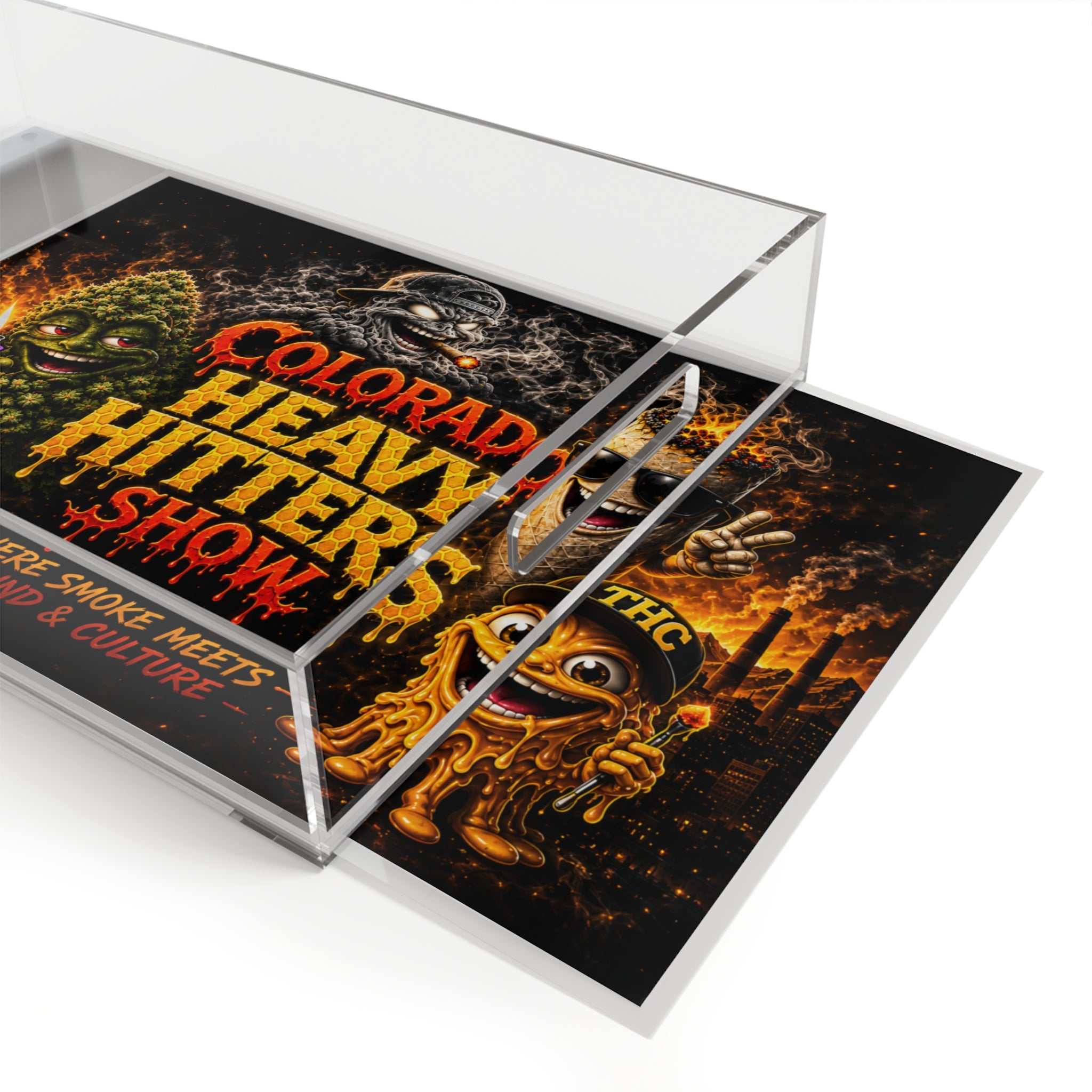 Acrylic Rolling Tray – Colorado Heavy Hitters Show Graphic character logo